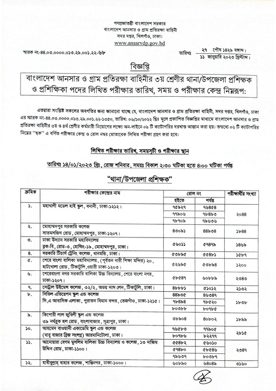Bangladesh-Ansar-VDP-Upazila-Trainer-Exam-Seat-Plan-2023-PDF-1